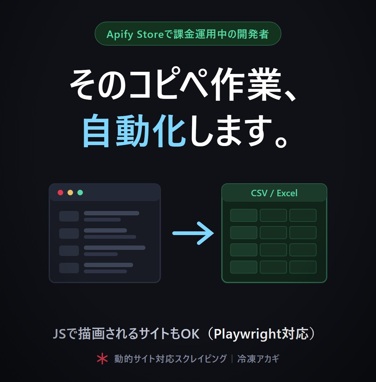 動的サイト対応のスクレイピングツールを作りますます Apify Storeで課金運用中の実物あり イメージ1