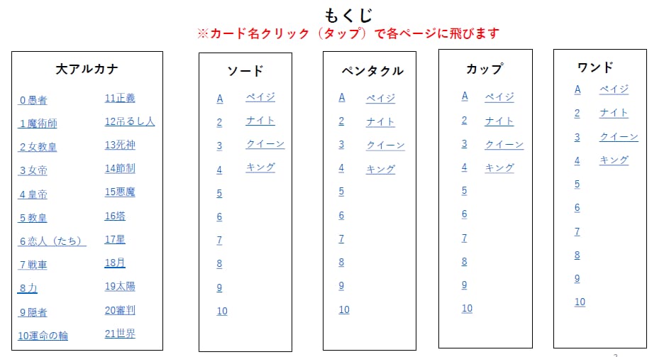 カンペテキストで楽々恋愛タロットができちゃいます 意味の読み広げができないという悩みを一覧表で解決 イメージ5