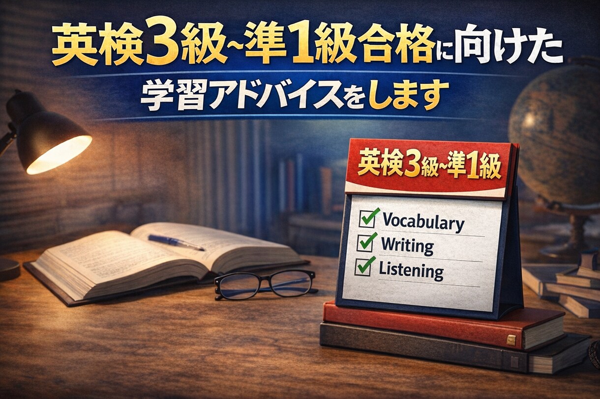 英検3級〜準1級合格に向けた学習アドバイスをします 独学で迷っている方へ｜英検1級コーチが合格戦略を提示します イメージ1