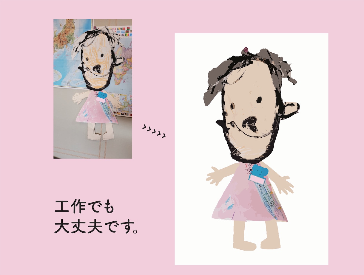 お子様の描いた絵を世界でひとつのアート作品にします おじいちゃんおばあちゃんへのプレゼントにも。 イメージ4
