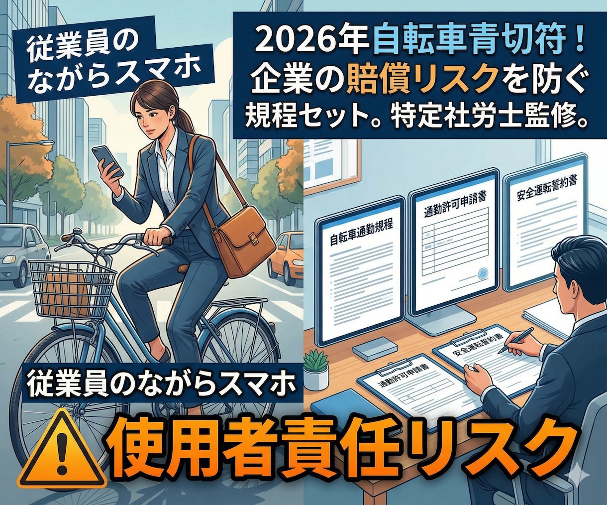 2026自転車青切符対応！規程・申請書作成します 2026年4月施行。企業の賠償リスクを防ぐ管理規程セット。 イメージ2