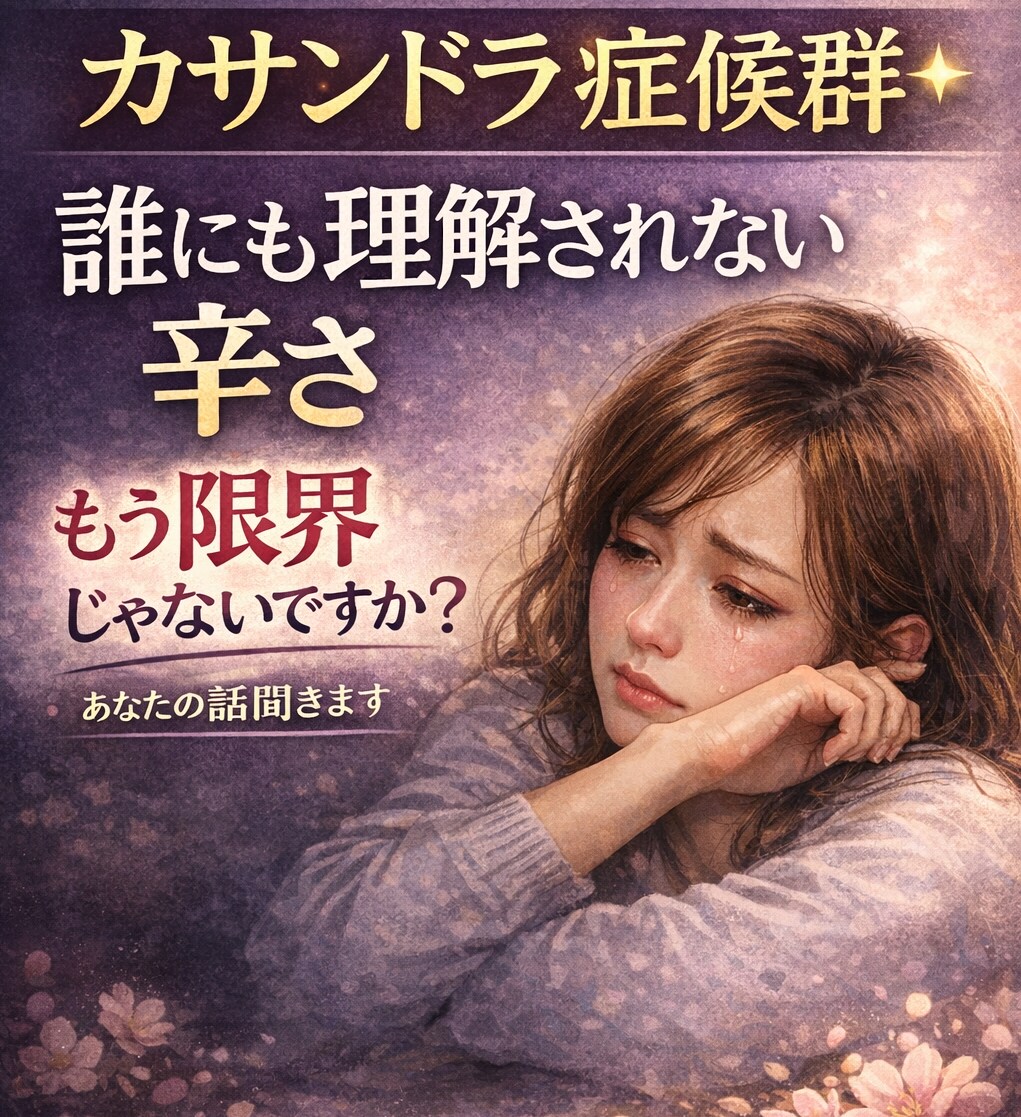 カサンドラ✳️誰にも理解されない辛さをお聞きします 家族、パートナー、身近な人の発達障害で心が疲弊している現実を イメージ3