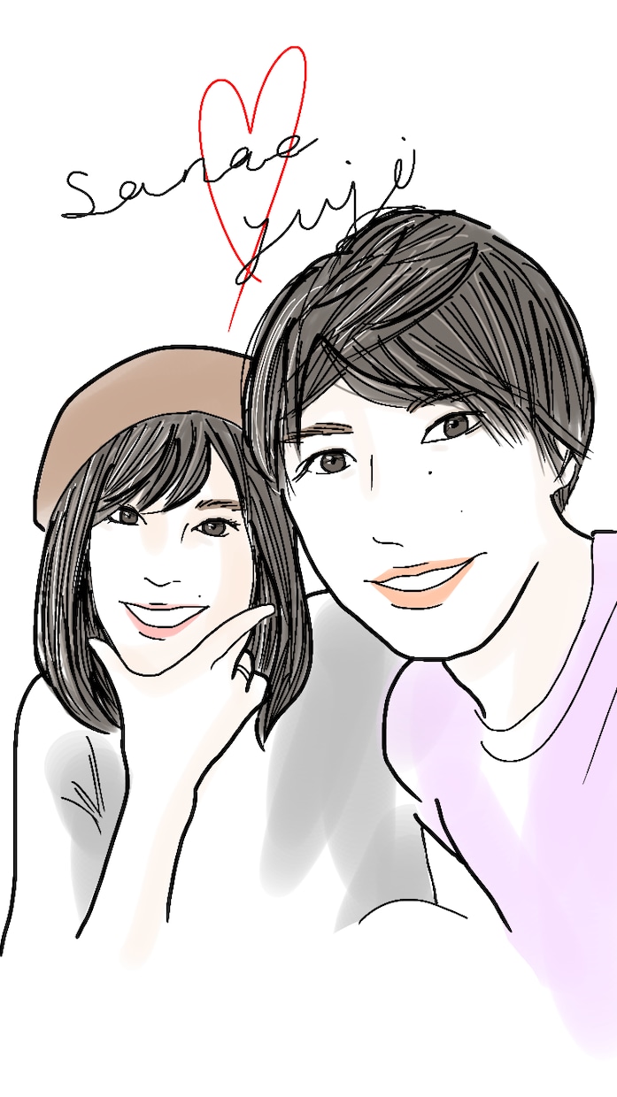 貴方の素敵な写真を元に、イラストを描きます 恋人や夫婦との記念写真SNSのアイコンやウェディングボード イメージ1