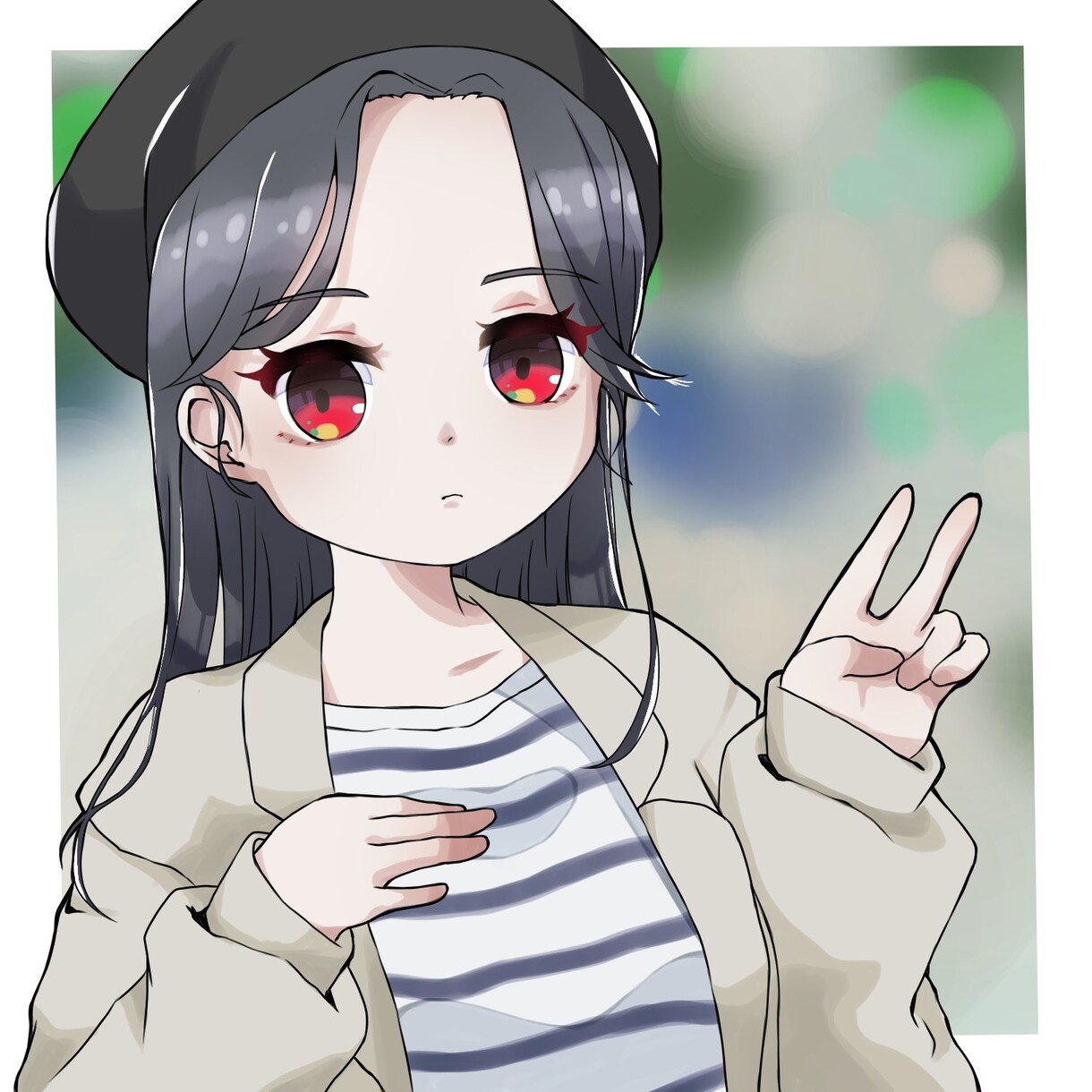 SNS用にオリジナルイラスト描きます キャラクターの顔をメインにしたイラストです イメージ1