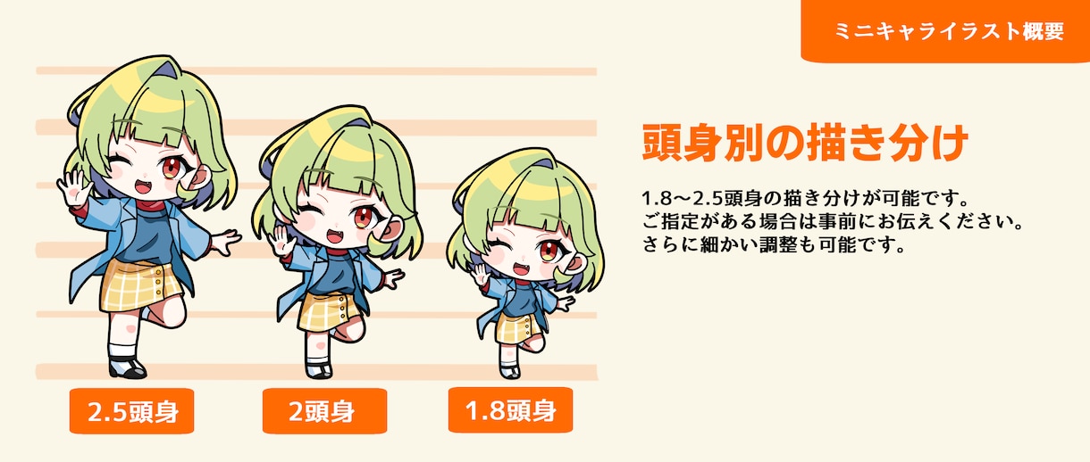 ポップでかわいい！ミニキャライラストを制作します 頭身いろいろ！お選びいただけます！ イメージ4