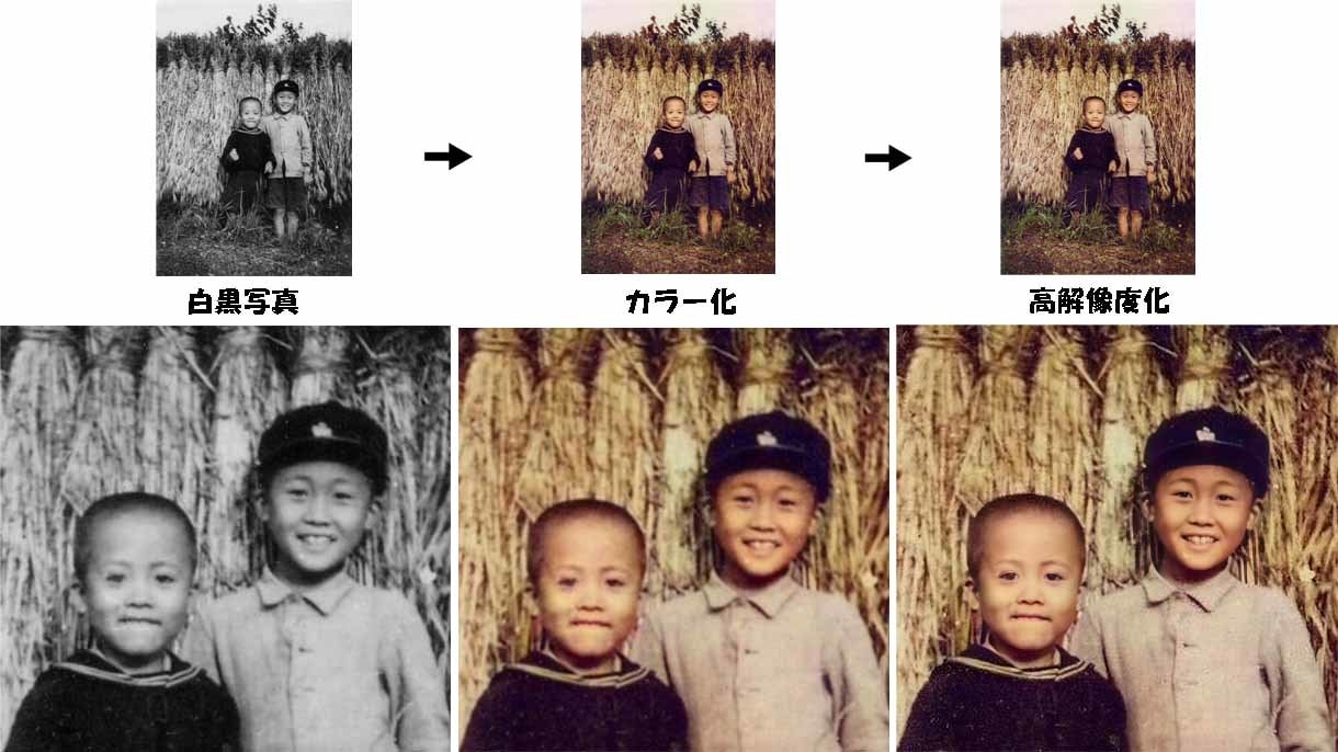 白黒写真をAIでカラーに復元します 大切な思い出を鮮やかに、古い白黒写真をカラー化します。 イメージ2