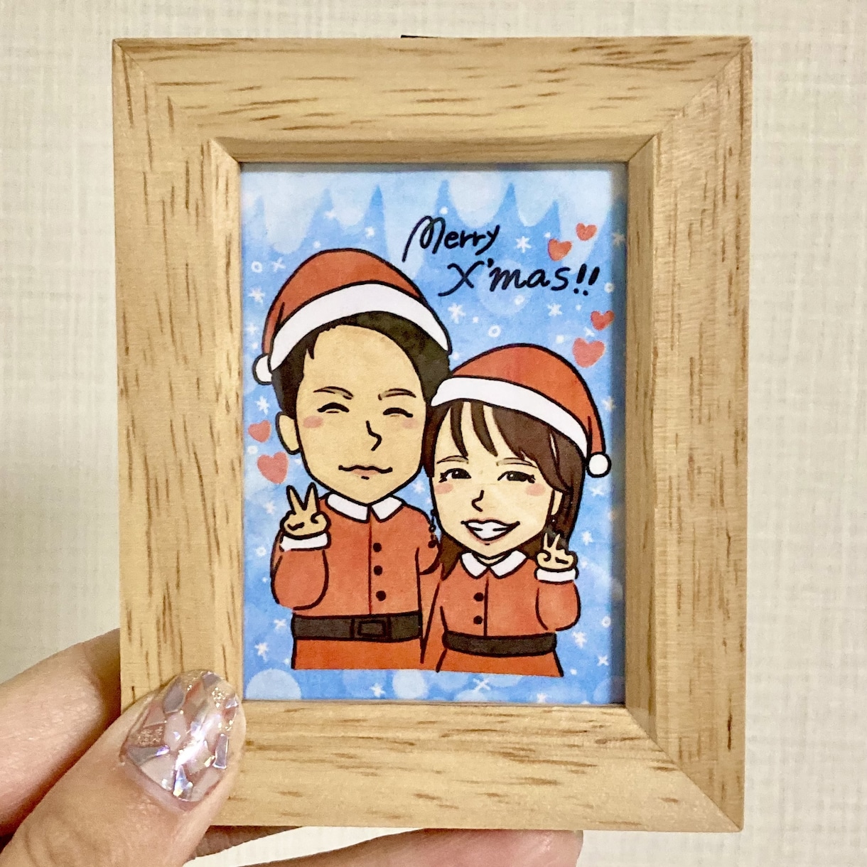 手のひらサイズのにがおえ、お描きします 小さいサイズで飾りやすくてかわいい^^*♡ イメージ3