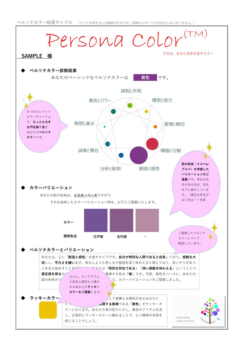 ペルソナカラーであなた自身の色をご提案します 二千年秘伝のエニアグラムと色彩心理学で貴方の色を見つけます。 イメージ5
