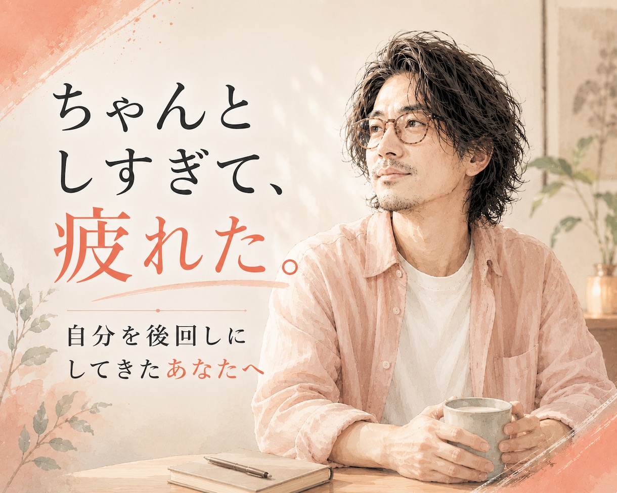 ちゃんとしすぎて、疲れた。心を整理する対話をします 自分を後回しにしてきたあなた。安心して本音を話せる場所です。 イメージ1