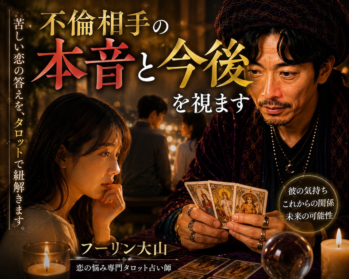 不倫相手の本音と今後を視ます タロットで今の流れから未来を丁寧に読み解きます イメージ1