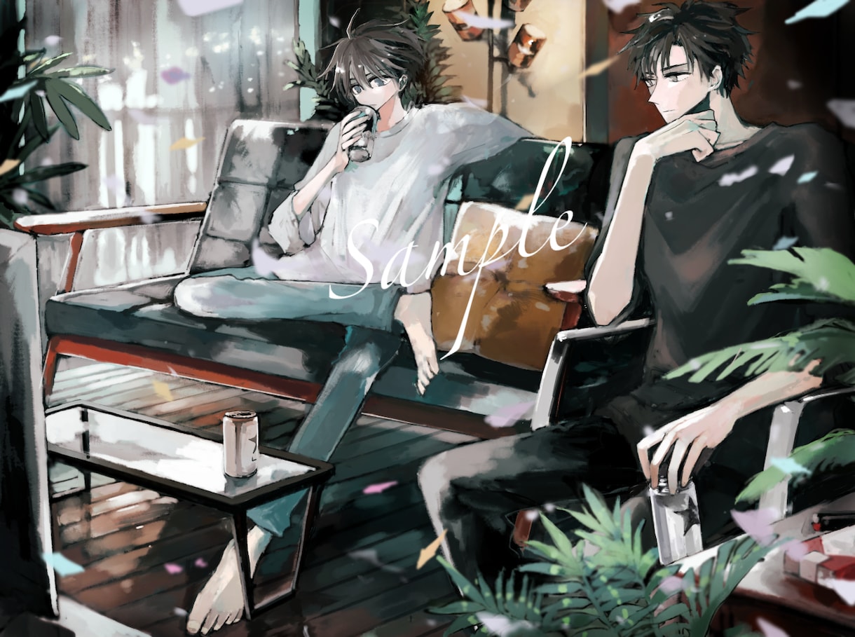 BL・一般文芸小説のイラスト・一枚絵描きます あなたの小説のために、絵画のような一枚絵を描きます イメージ6