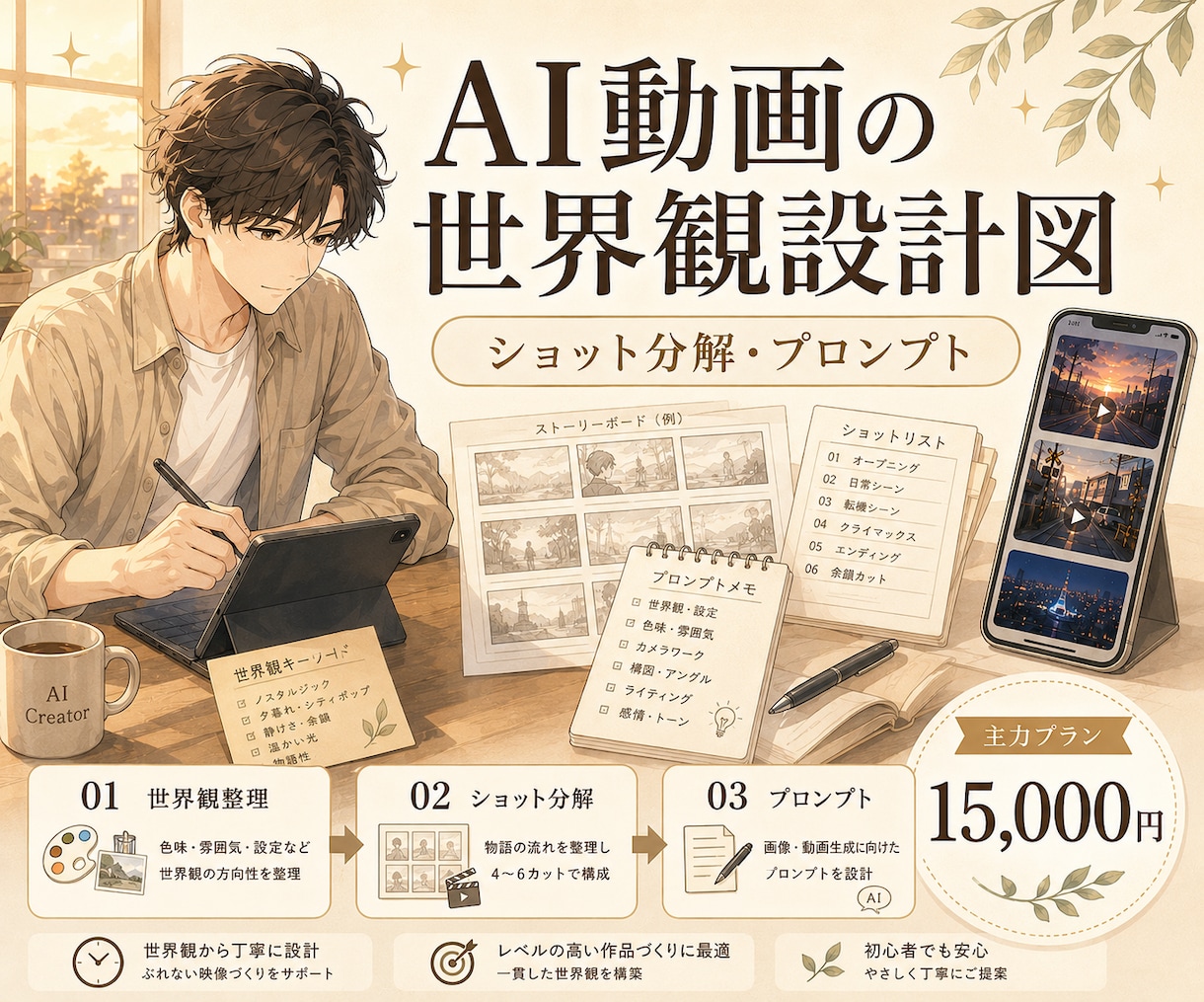 AI動画の世界観設計図を作ります ショット分解・プロンプトまで整理したい方へ イメージ2