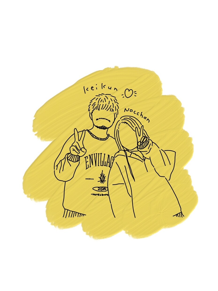お写真をかわいい線イラストにします ゆる〜いラインと絵の具がかわいいです^^ イメージ1