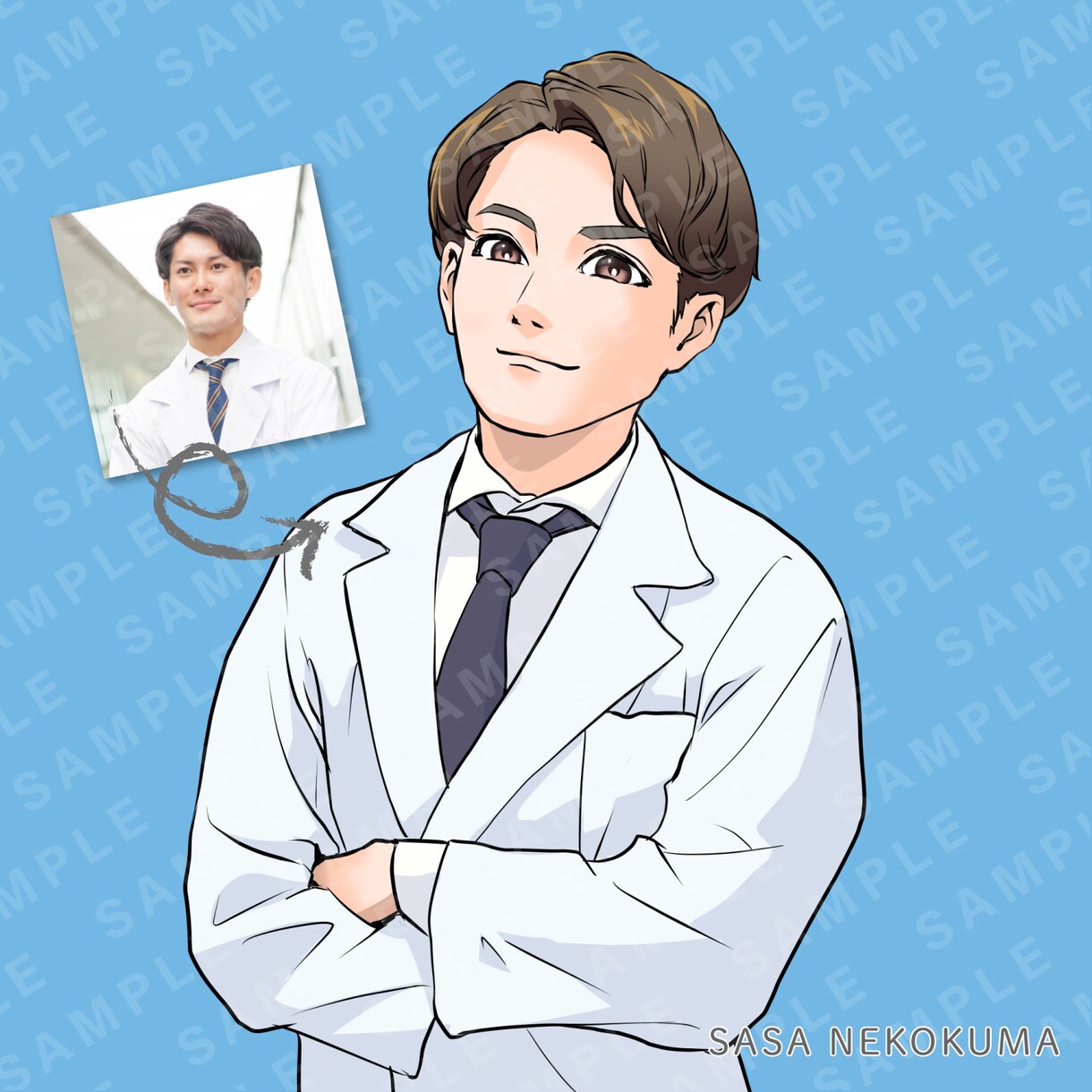 写真から漫画・アニメ調の似顔絵をお描きします 商用◎高解像度◎ラフ画無料！ビジネス／プレゼント／アイコンに イメージ6