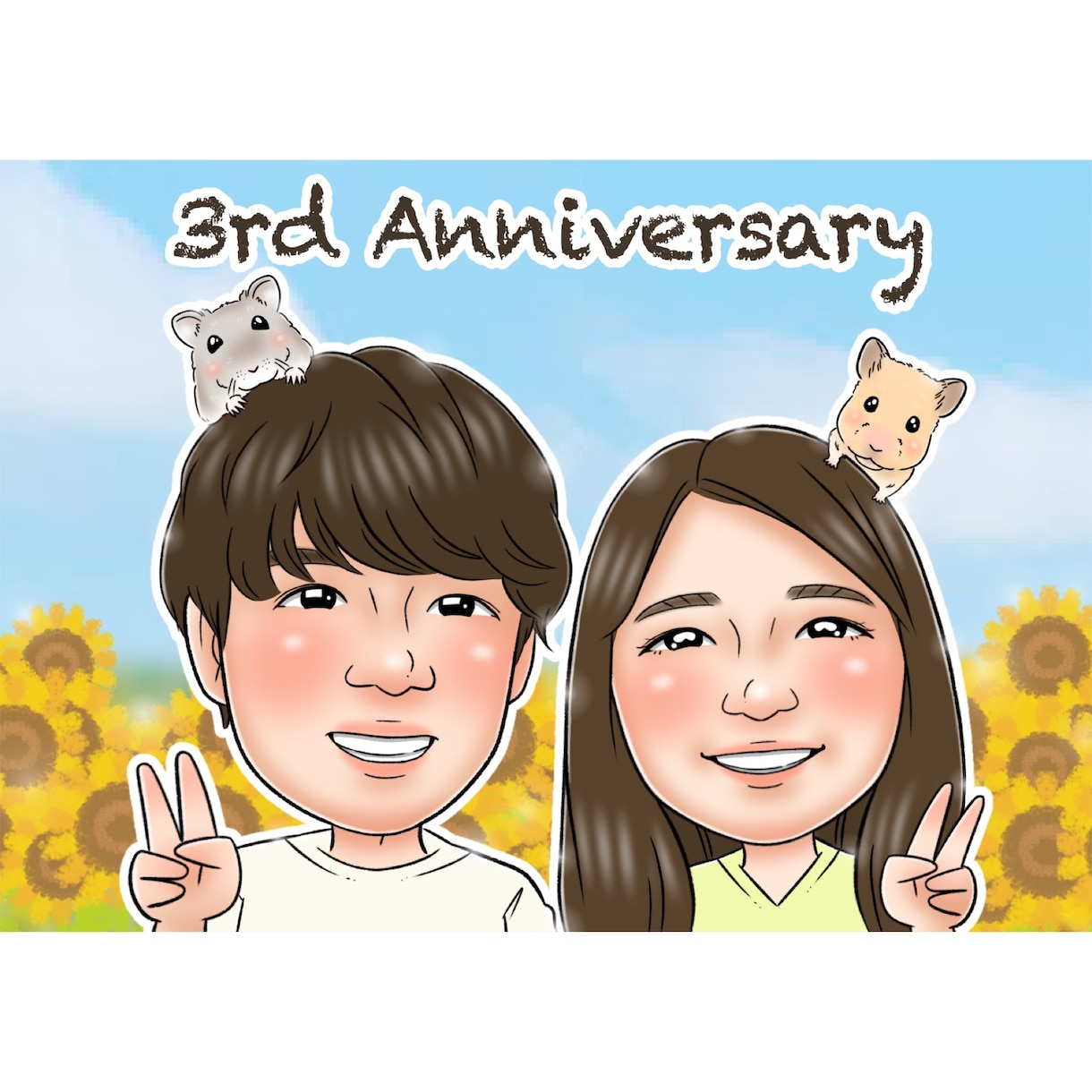 結婚式、カップル記念日似顔絵　お描きします そっくりで可愛いくあたたかい似顔絵です イメージ2