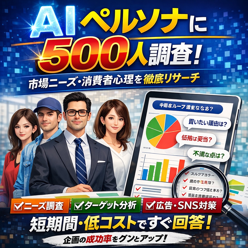 AIペルソナ1000人の消費者意見を提供します アンケート調査｜商品・サービスの市場ニーズを可視化 イメージ1