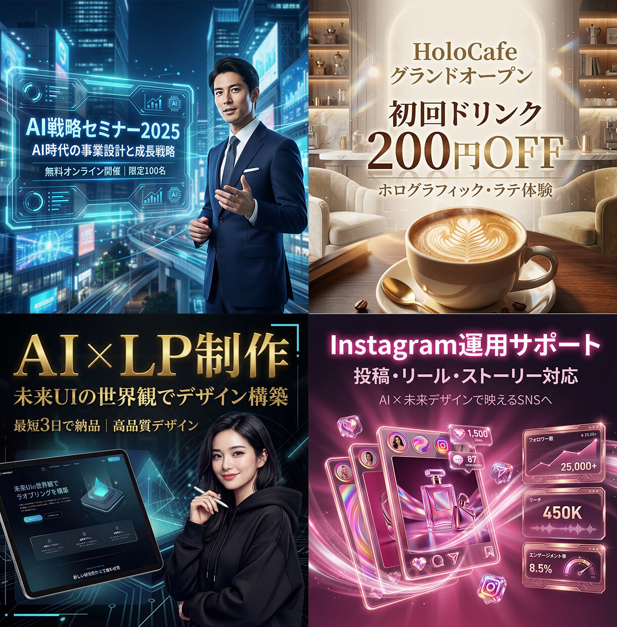 生成AIで未来感あふれる次世代バナーを制作します 高品質・高速納品・複数デザイン提案であなたの収益化を支援！ イメージ2