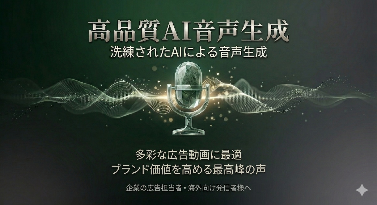 海外向け・企業広告に。高品質音声を制作します ブランドを彩る、自然で洗練されたシネマティックな音響デザイン イメージ1