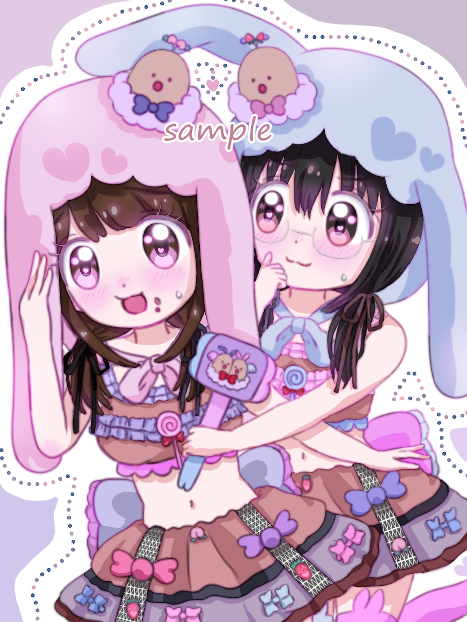 夢絵やペアアイコン＊可愛いイラスト一枚絵描きます 一枚絵も夢絵やSNSアイコンペア画や動物も描きます イメージ1