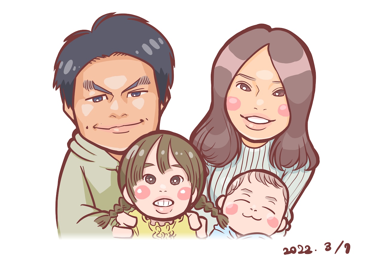 3日以内に可愛らしい似顔絵作成します お祝い、プレゼント、ウェディングボード、何用にでも…！ イメージ3