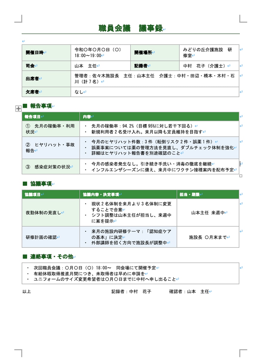 介護・福祉専門でスタッフ周知文や議事録を整えます 現役の介護管理者が、伝わる文章に整えます イメージ7