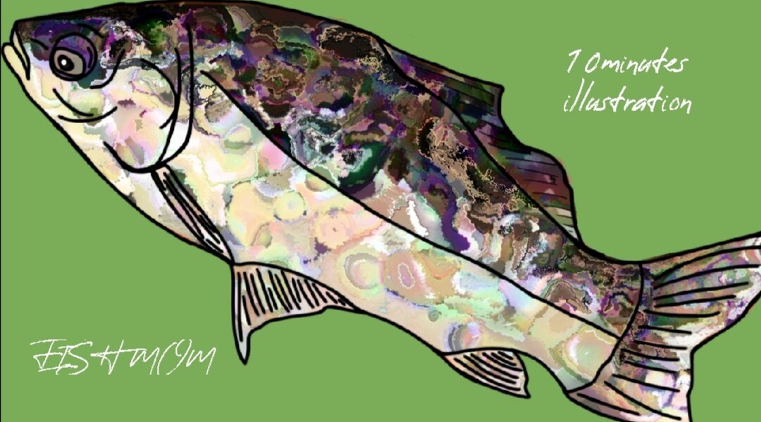 釣り好きの方♪釣れた魚を超カラフルに描きます 6月♡リニューアル出品(*'ω'*)インテリア等にどうぞ♬ イメージ6