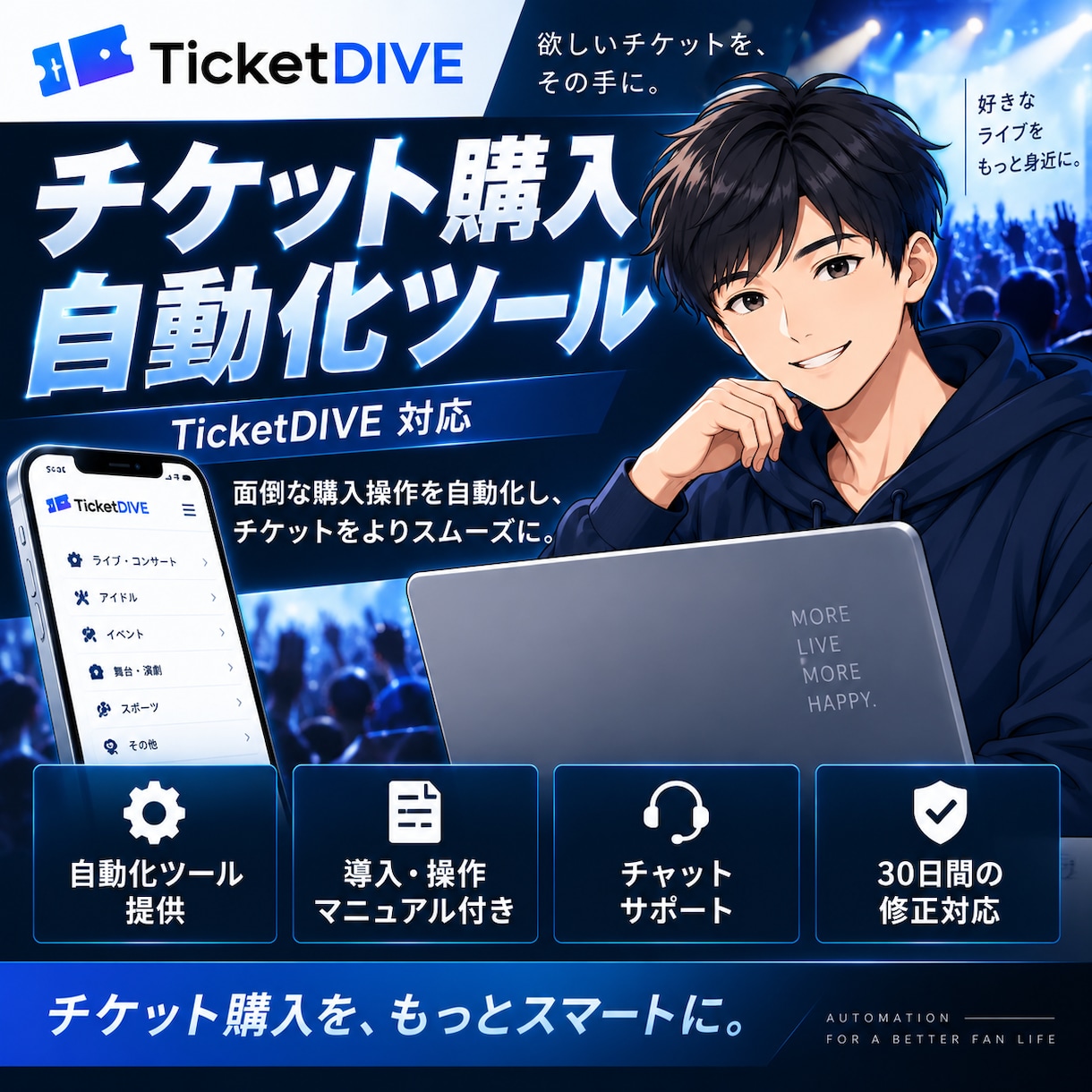 チケット購入操作を自動化するツールを提供します 販売開始時の購入操作を自動化｜マニュアル・30日間サポート付 イメージ1