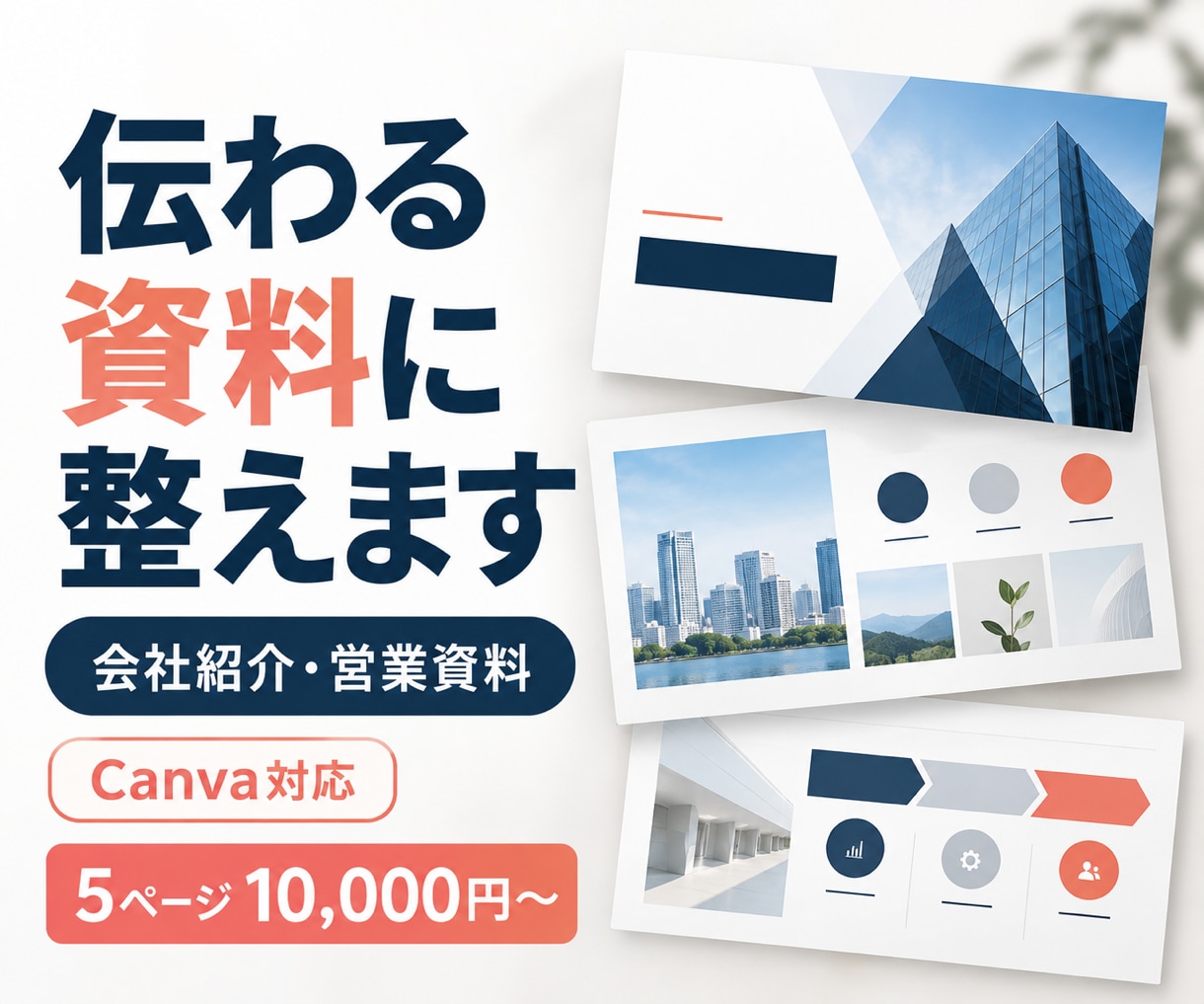 会社紹介・営業資料を見やすく整えます 文章と素材をご支給いただきCanvaで統一します イメージ1