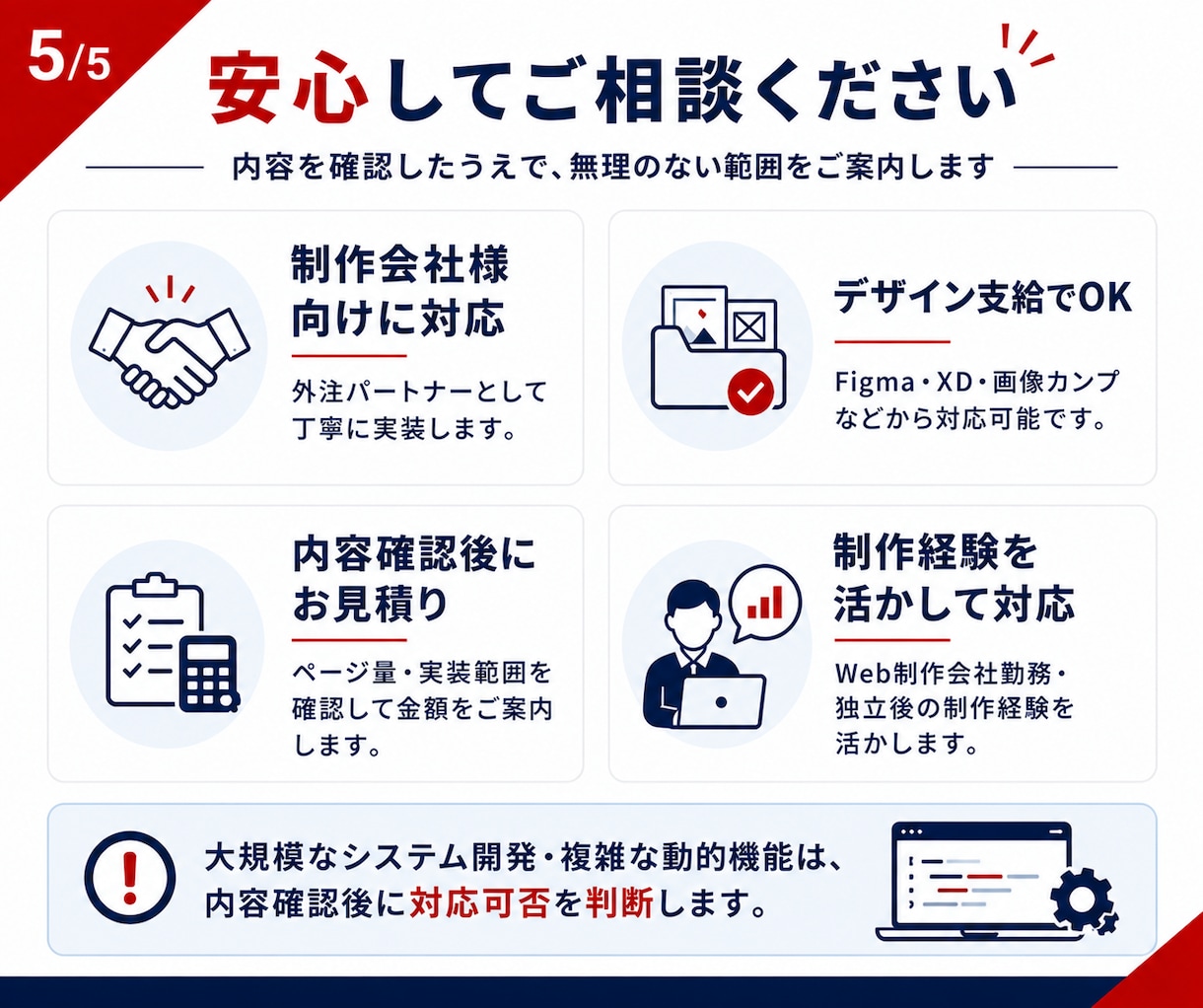 制作会社様向けにHP・LPコーディングを代行します デザイン支給のHP・LPを丁寧に実装 イメージ5