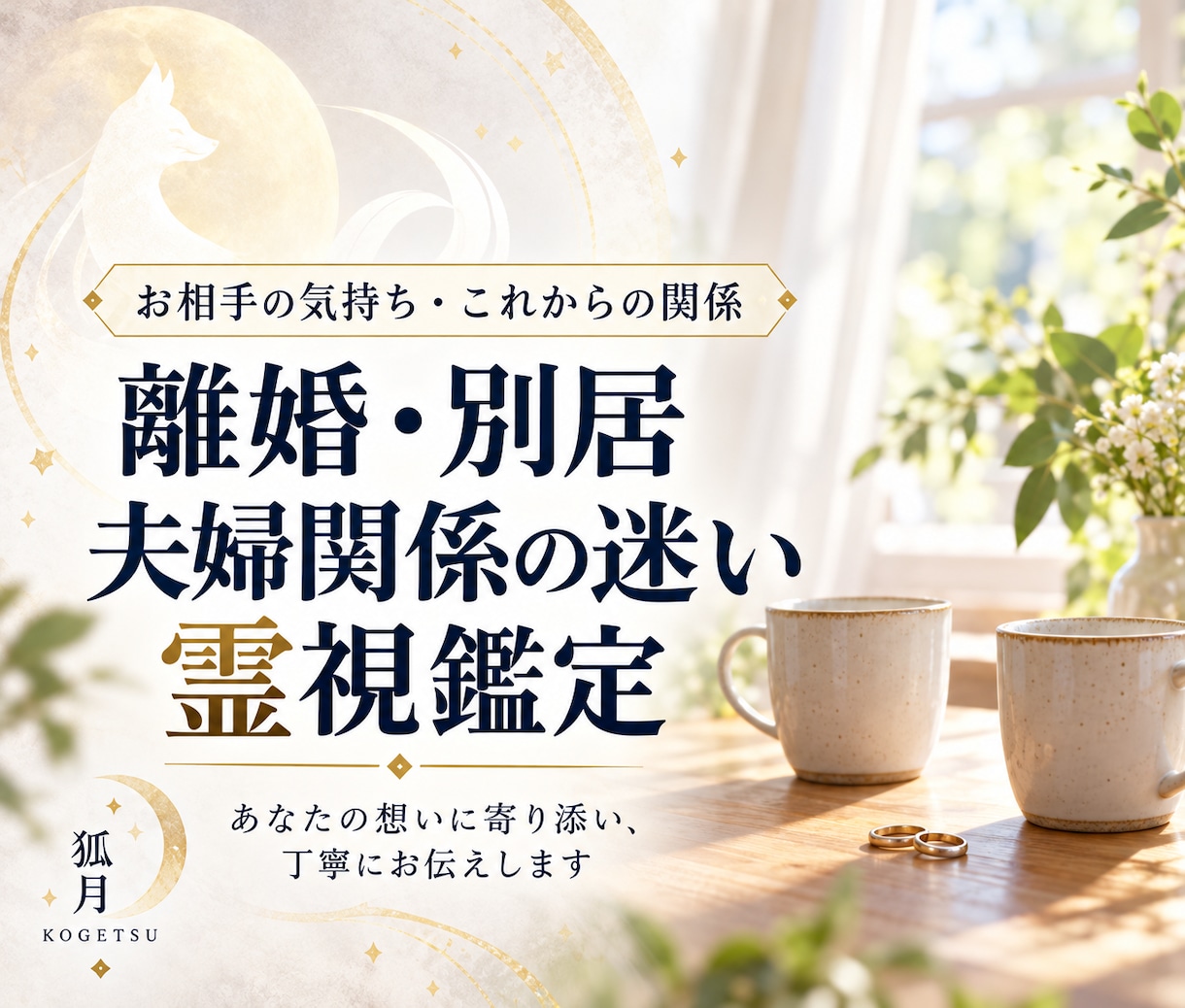 離婚・別居・夫婦関係の迷いを霊視で整理します 配偶者の気持ちと今後の関係、あなたのこれからを考えます イメージ1