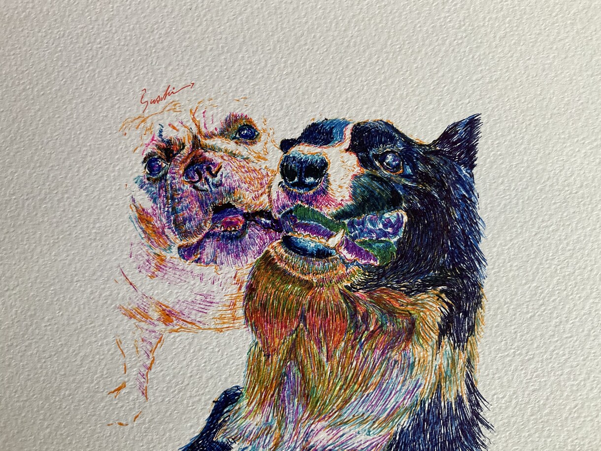 飼われてるペットの絵をペン画で描かせていただきます ペットをミニ画にして販売いたします！【⠀サイズ変更可能 】 イメージ7