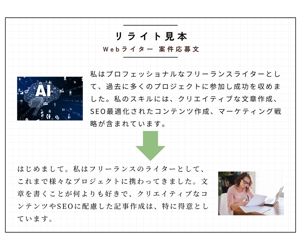 AIで作った文章、自然な言葉に書き直します 「なんか惜しい文章…」でも自分で書き直すのが難しい方へ イメージ2