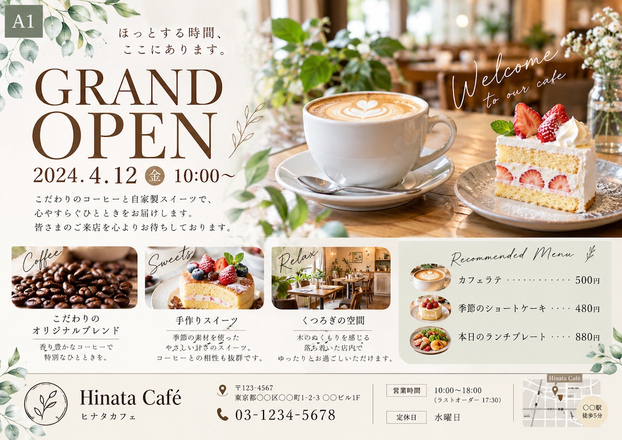 カフェ・飲食店のチラシをデザインします 時短でスムーズにチラシ作成！3つのデザインから選べます イメージ2