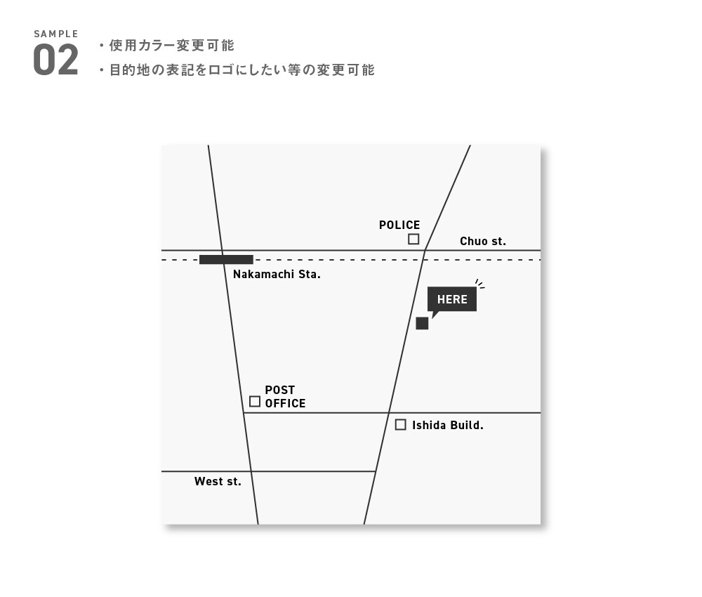シンプル・ミニマルでわかりやすい地図を作成します 修正回数無制限・掲載媒体に合わせたデザインが可能です イメージ2