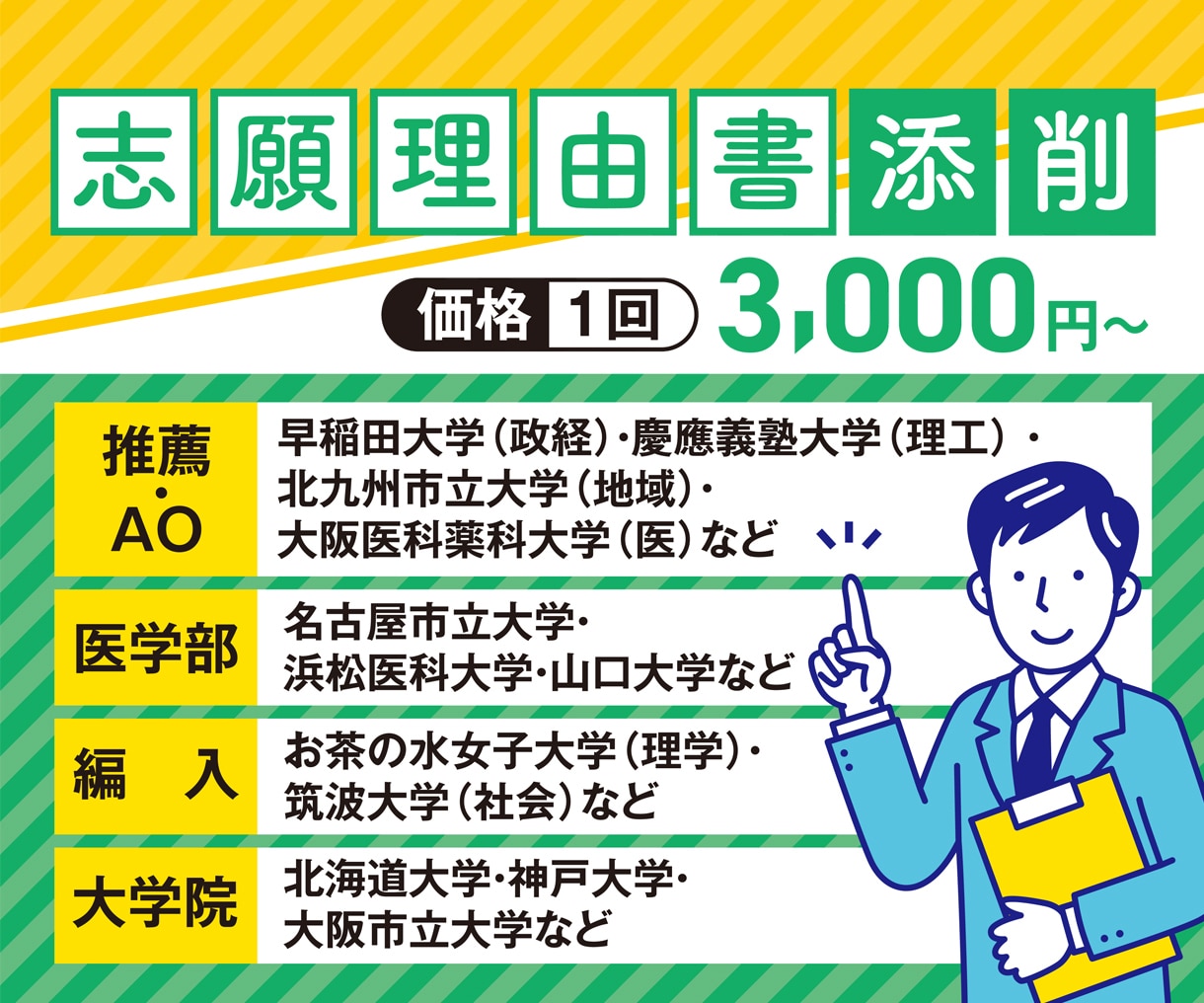 大学受験のプロが志願理由書の添削を行います 医学部・総合型選抜・学校推薦型など各種入試に対応致します！ イメージ1