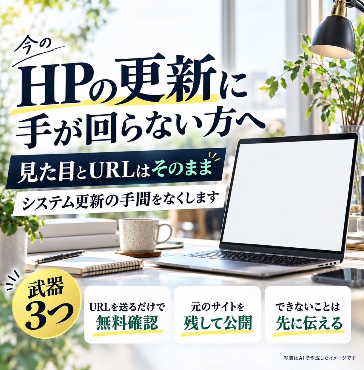 ワードプレスの保守をやめたい方へHPを作り直します 月額の保守料なし｜サーバー代は多くの場合0円｜直しは1回ごと イメージ1