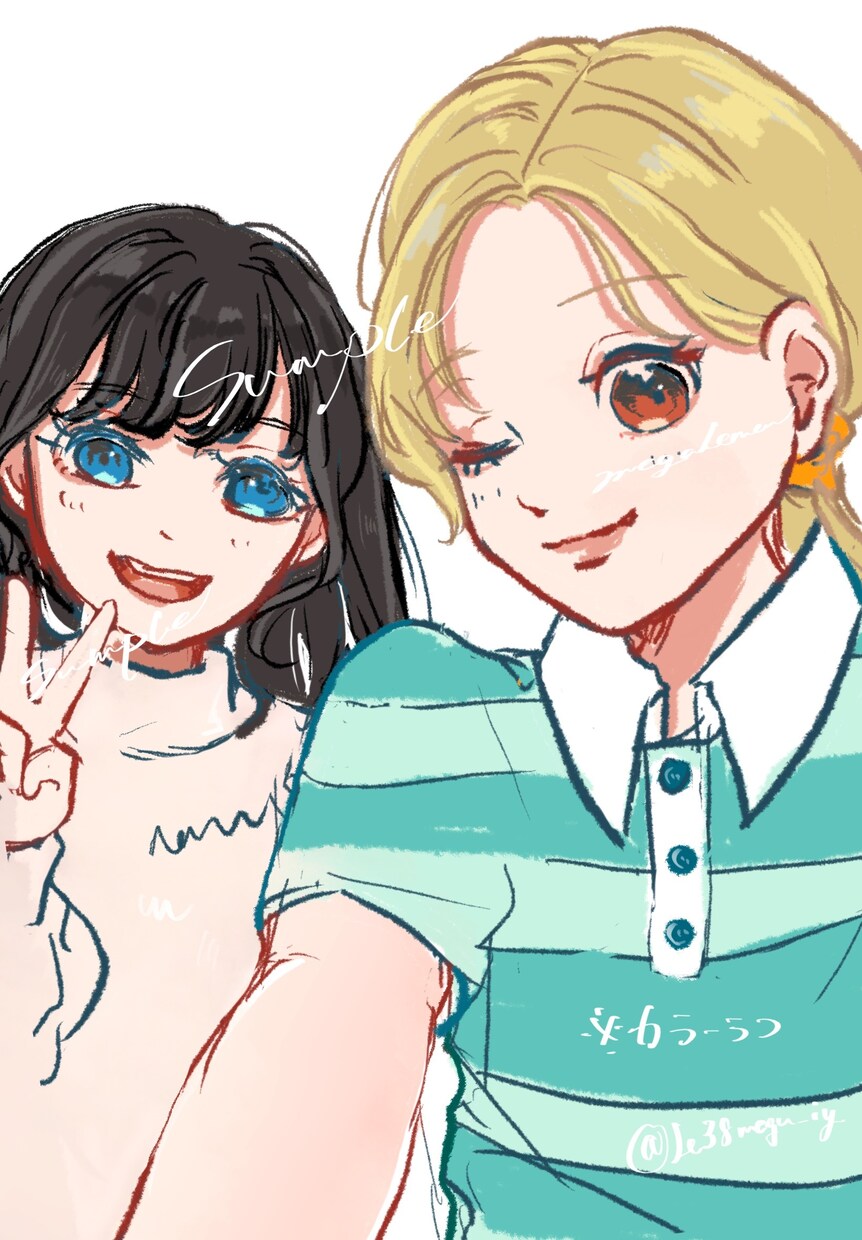 似顔絵も〇優しい雰囲気で思い出の一瞬を描きます 母の日・誕生日等のお祝いカードやSNSのアイコンにお勧めです イメージ5