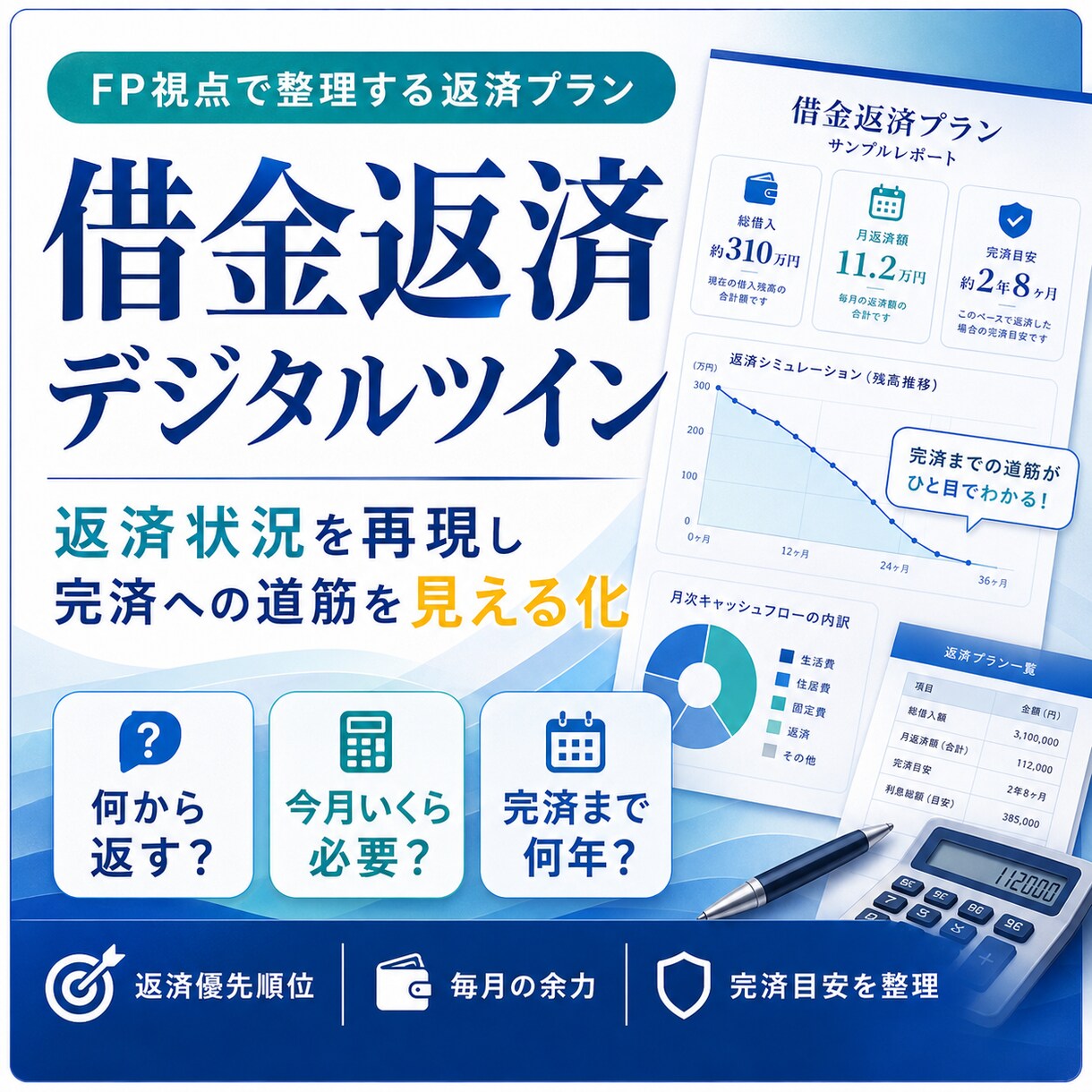 借金返済デジタルツイン作ります 返済状況を再現し完済への道筋を見える化 イメージ1