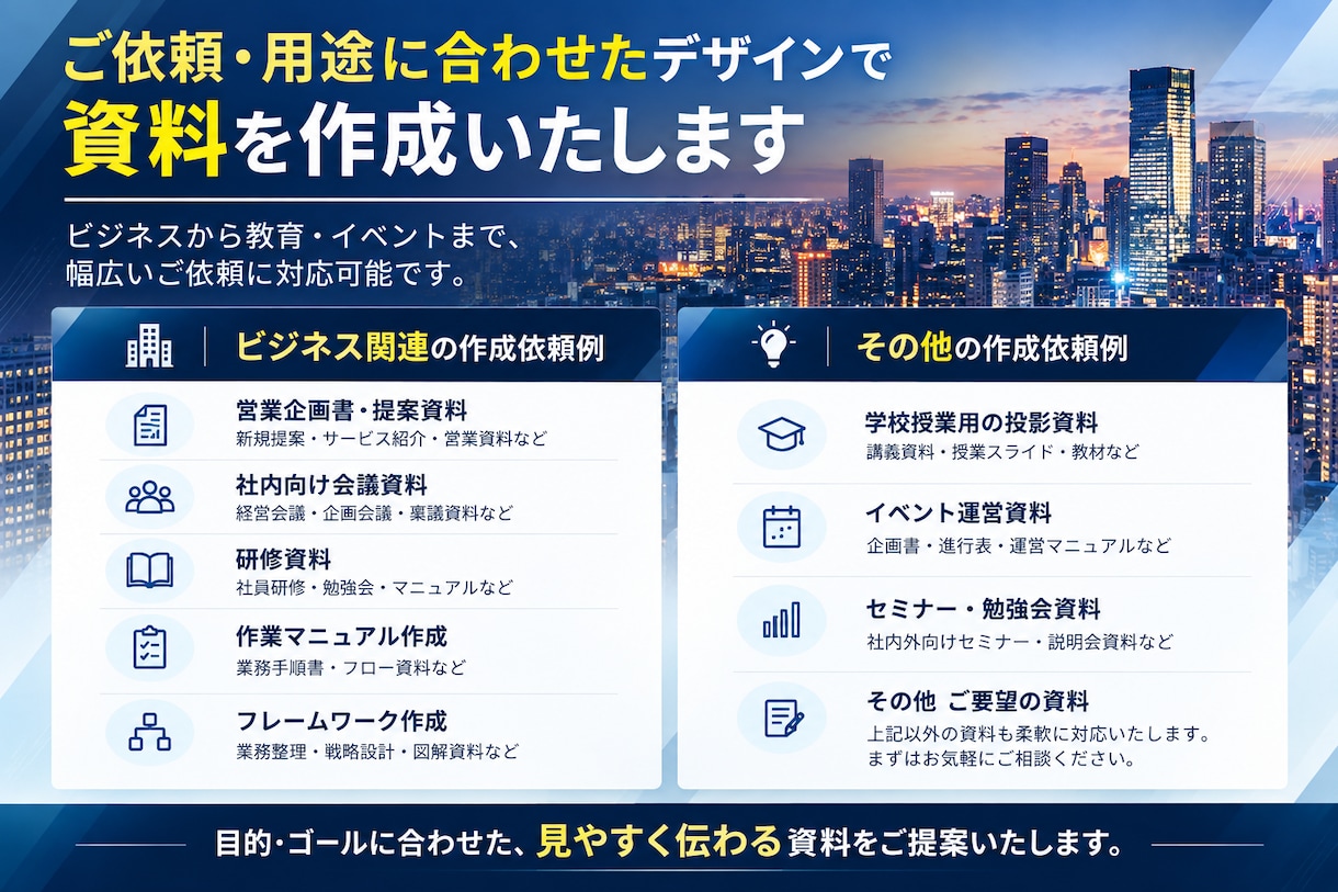 プロが仕上げる！相手を動かす資料を代行作成します 年間100以上の資料を作るプロにお任せください！ イメージ4