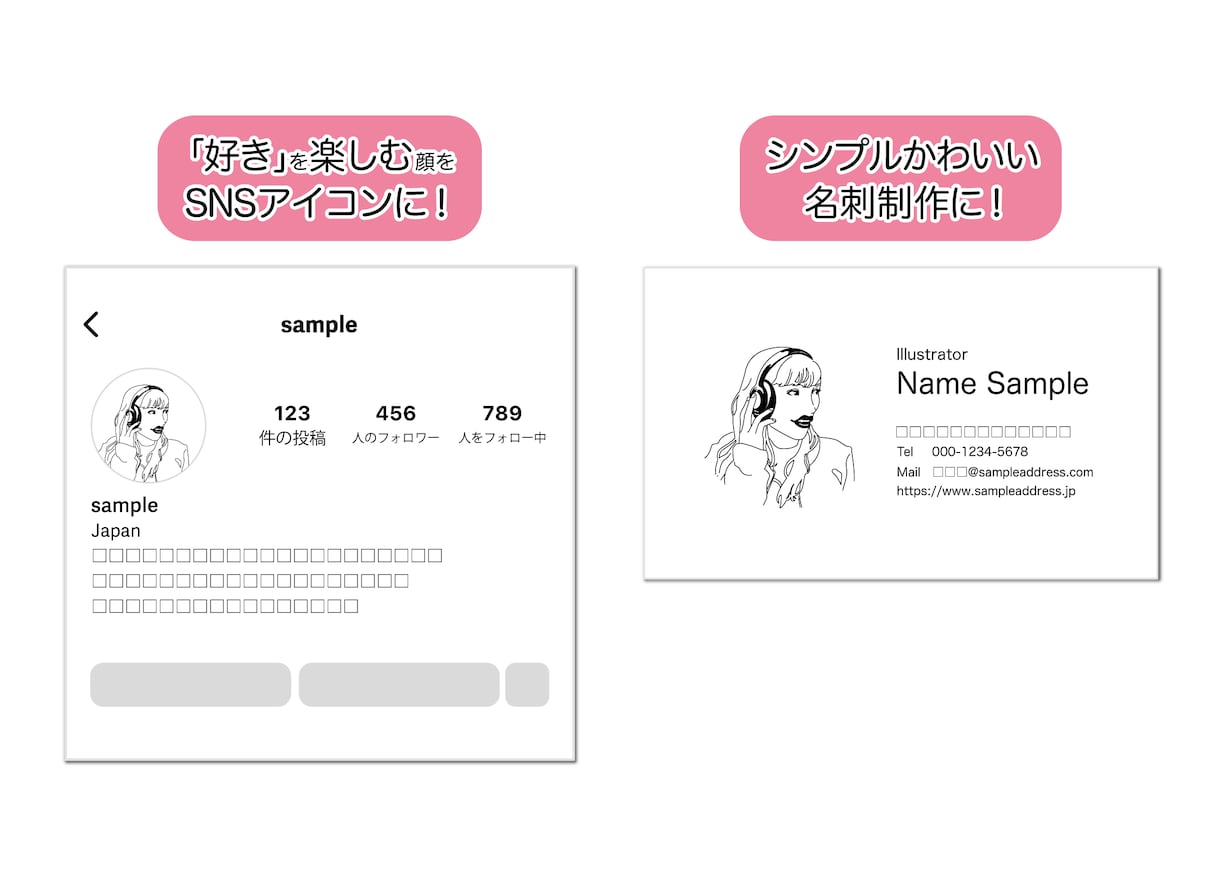 表情ゆたかに。シンプルな線で似顔絵描きます SNS・名刺で目を引くアクセントととしておすすめです イメージ4