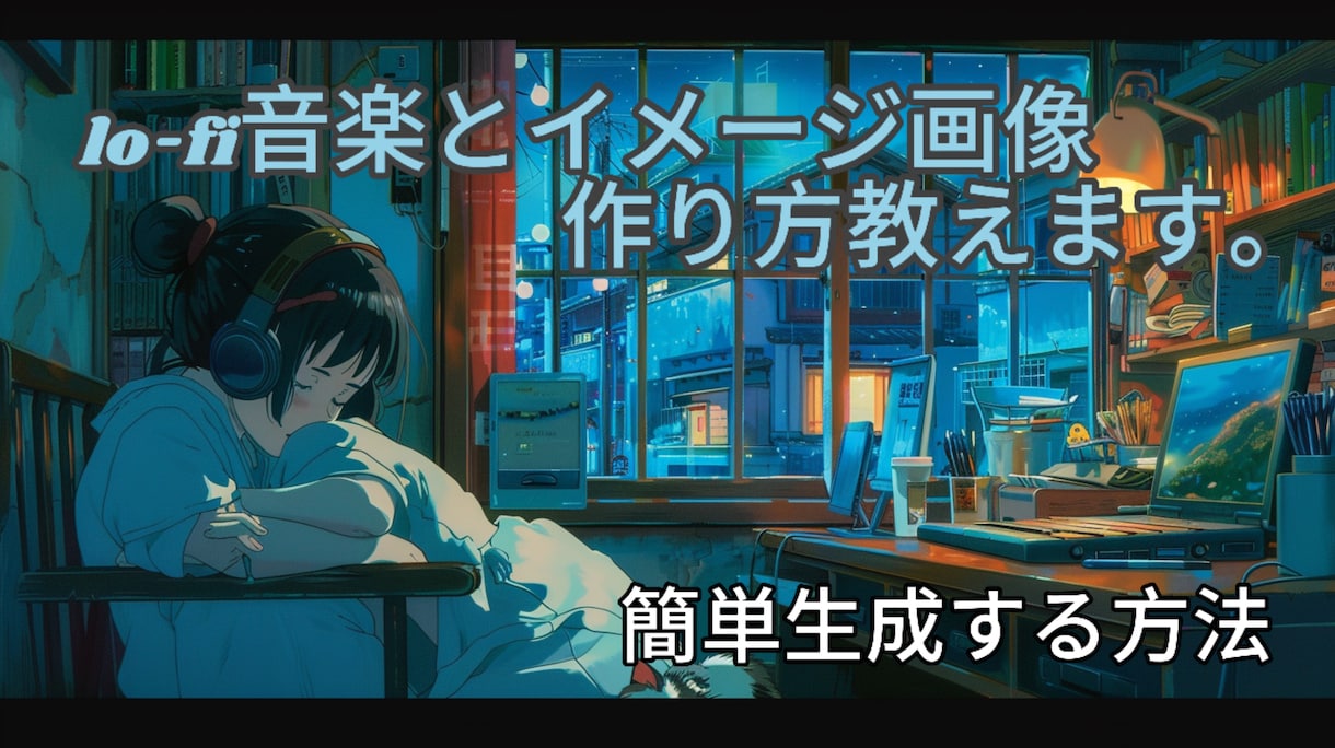 lo-fi音楽とイメージ画像の作り方教えます 簡単にオリジナルのlo-fi動画作れます。 イメージ1