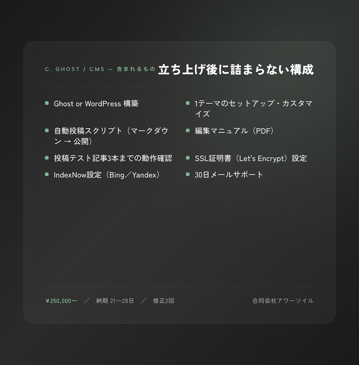 Ghost専門メディアをAI引用最適化で構築します 立ち上げ初日からAIに引用される設計でお引き渡し イメージ2