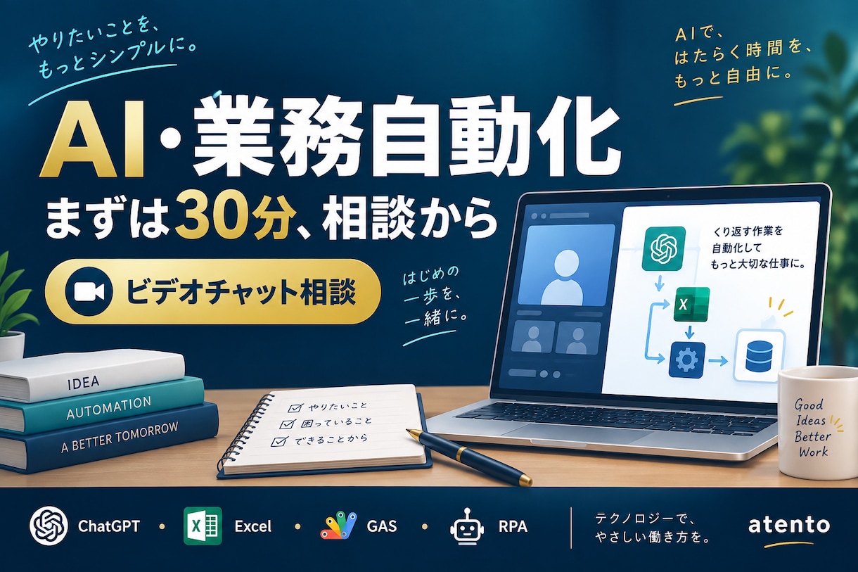 AIと業務自動化の悩みを30分で整理します 初心者歓迎！画面を見ながら次の一歩を一緒に決めます イメージ1