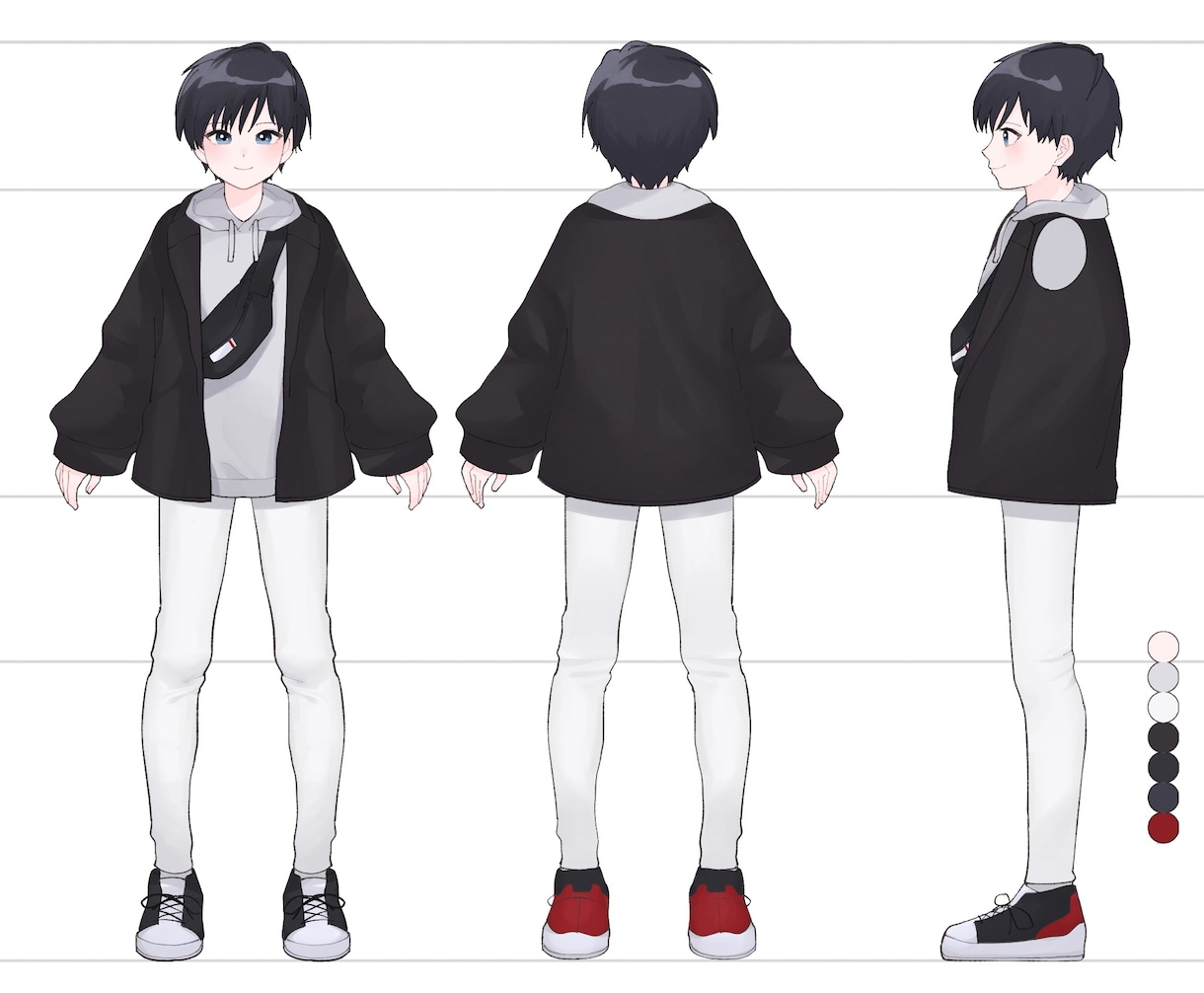 商用利用OK！可愛いキャラクター3面図を作成します 修正2回対応｜Vtuber・配信者など資料が必要な方へ！ イメージ5