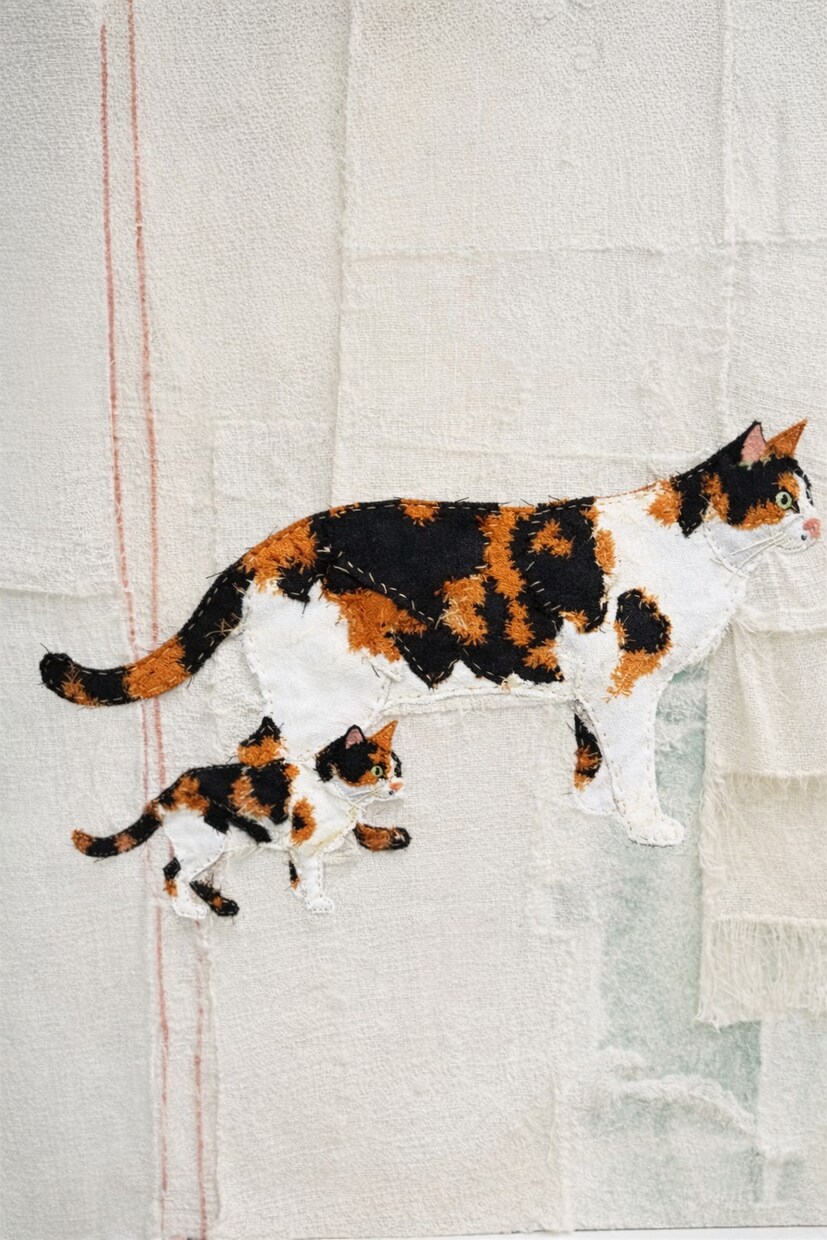 猫・ペットの布コラージュ作品を制作します 写真から布と手縫いでペットアート制作 イメージ7