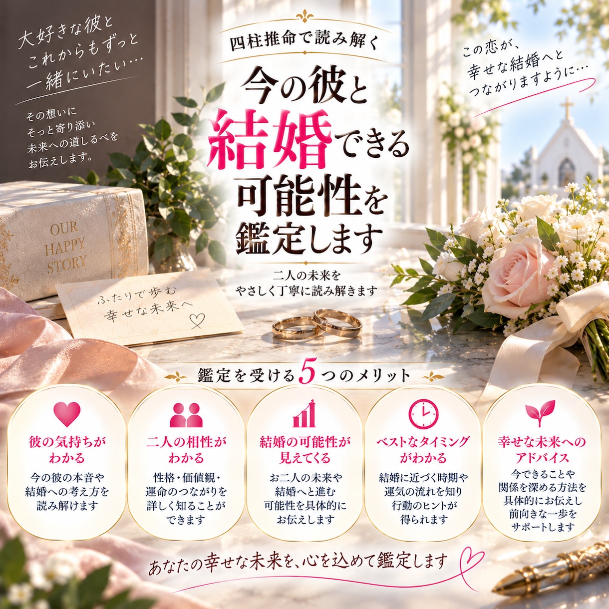 今の彼と結婚できる可能性を鑑定します 彼との結婚の可能性と未来を詳しく鑑定します イメージ3
