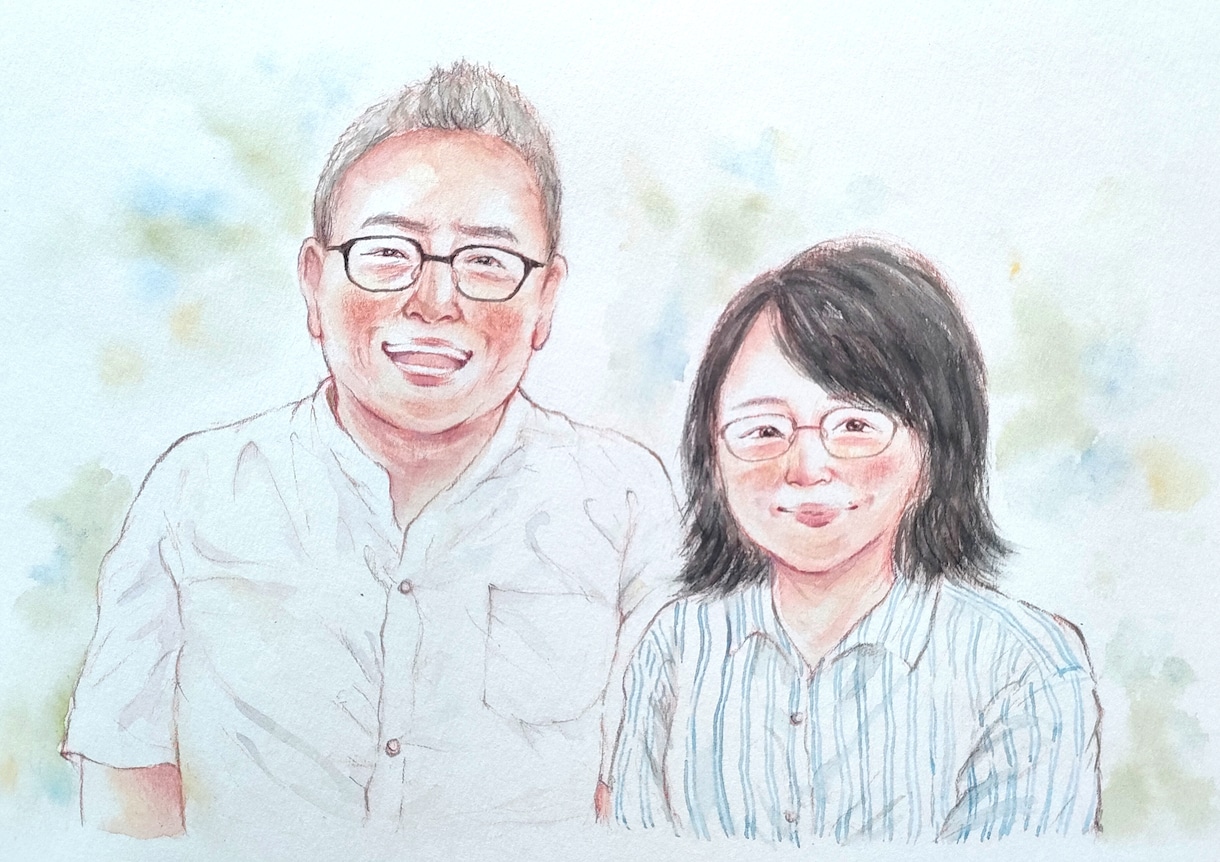 水彩で温かいタッチの似顔絵をお描きいたします 大切な人に世界に一つのギフトを贈りませんか(A4サイズ) イメージ2
