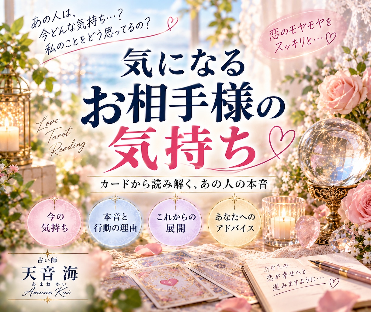 どうしても気になるお相手様の気持ちや相性を占います 本当はどう思っているの？とにかく気になる❕知りたい❗本音を❗ イメージ1