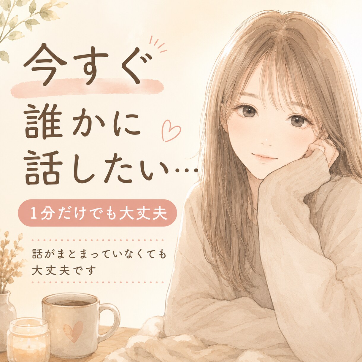 今つらい…そんな時にすぐに電話にでます やっぱり大丈夫です。と1分で切っていただいても構いません。 イメージ1