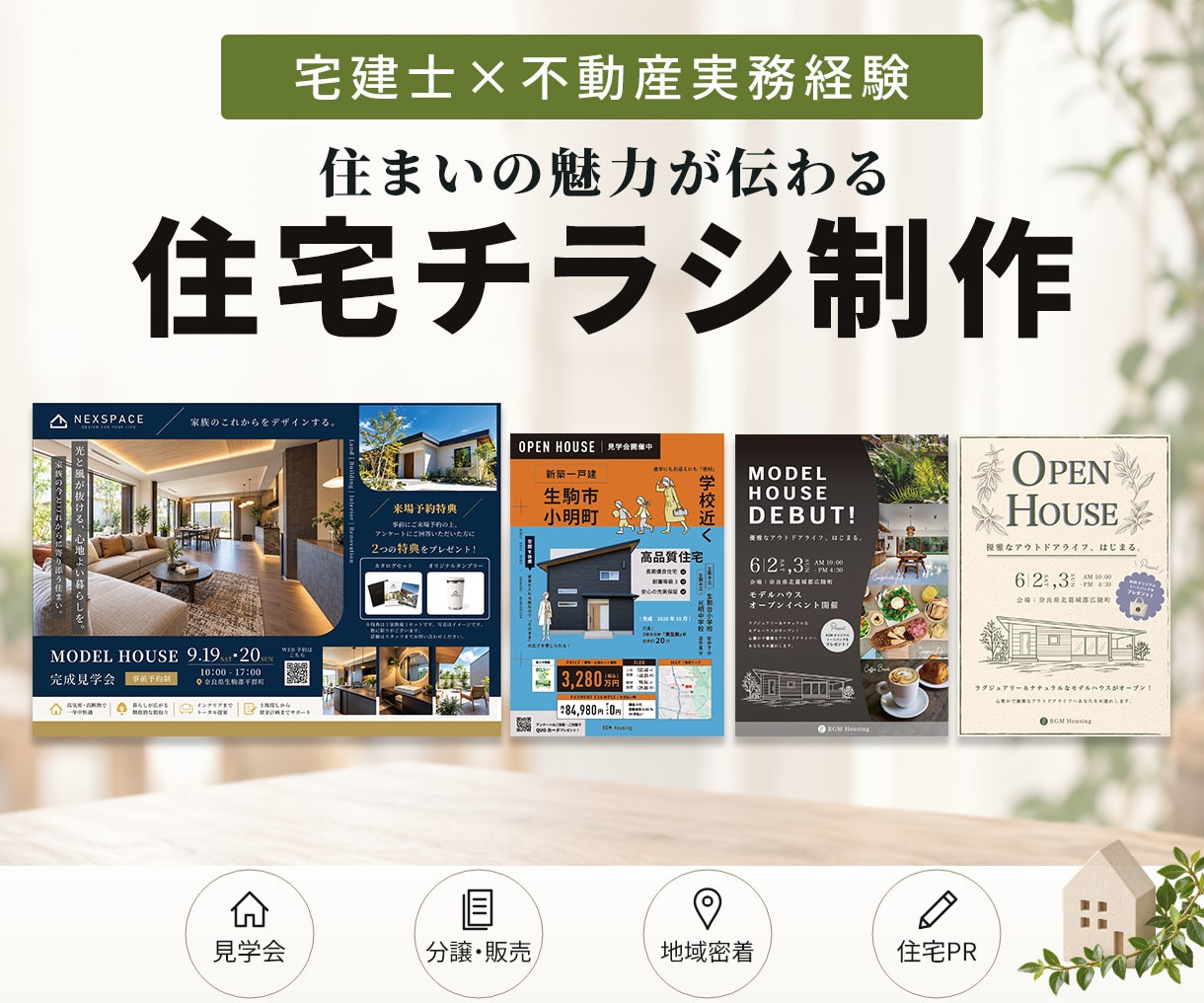 不動産・住宅のチラシを制作します 宅建士・不動産実務経験者が伝わるデザインをご提案 イメージ1